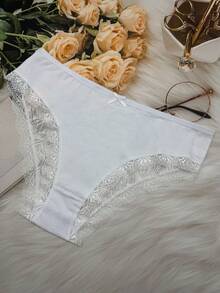 4 piezas de bragas de encaje para mujer, sexy cintura media, melocotón, transparente, alta elasticidad