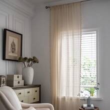 Boho Curtains Crochet Lace Semi-Sheer Bohemian Hollow Knitted Handmade Tassels, Rod Pocket Window Treatment Vintage Rustic Farmhouse Drapes For Living Bedroom, 1 Panel 59" W X 84" L, Beige - 米色鉤針編織 - 查看 8