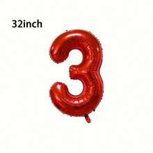 1pc 32/40 Inch Red Solid Number Foil Balloon, 0-9 Large Size Polyester Digit Balloons, Decorative Balloons, Reusable, Suitable For Birthday Decoration, Party Decoration, Anniversary, Room Decoration, Wedding Anniversary, Party Supplies - Red - View 14