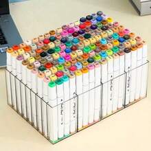 1 Juego de Caja de Almacenamiento de Bolígrafos de Marcador Escritorio, Compartimento de Almacenamiento de Bolígrafos de Acuarela, Caja de Almacenamiento Rectangular Transparente Simple de 18 Agujeros, Puede Almacenar 72 Bolígrafos de Marcador, para Oficina/Aula/Escuela/Dormitorio/Escritorio.