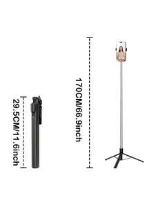 Borriig 1700mm Wireless Selfie Stick Phone Tripod Extendable Foldable Monopod Suitable For Smartphones, Balanced Stable Shooting Live Streaming, With Remote Control (1pc) - Black Z7 - View 4