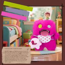 Spin Master Fuggler Mini Rascals 系列 Double Trouble，9 英寸毛绒玩具和婴儿 Fuggler，带模拟牙齿和心形围兜，有趣的丑陋怪物毛绒玩具，丑陋可爱的怪物成人有趣的玩偶，完美的毛绒动物礼物，适合收藏生日 - 烏加布加(粉紅色) - 查看 7