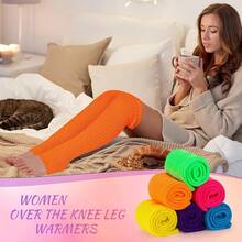 Long Leg Warmers Women 24 Inch Over Knee Knit Ribbed Leg Warmer Stirrup Yoga 80s Party Dance Ballet Supply - Multi Colors - View 4