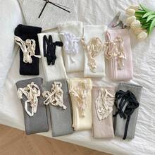 Autumn And Winter Atmosphere Dressing, Layered Socks, Women's Fashion Straps, Calf Sleeves, Slit, Girls' Pile Socks - 黑色 - 查看 2