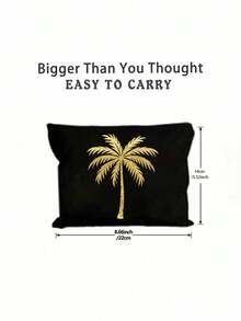 Sac cosmétique de la Fête nationale saoudienne avec palmier en feuille d'or - 7 couleurs au choix, pochette de maquillage thématique de la fête du Moyen-Orient, sac cosmétique pour le rangement de petits articles, sac de rangement, sac de rangement de maquillage, pochette, porte-monnaie, sac de rangement pliable léger, parfait pour les célébrations de la Fête nationale saoudienne, les événements culturels et les cadeaux, idéal pour les passionnés saoudiens, les amateurs de festivals et les voyageurs, cadeaux de la Fête nationale saoudienne