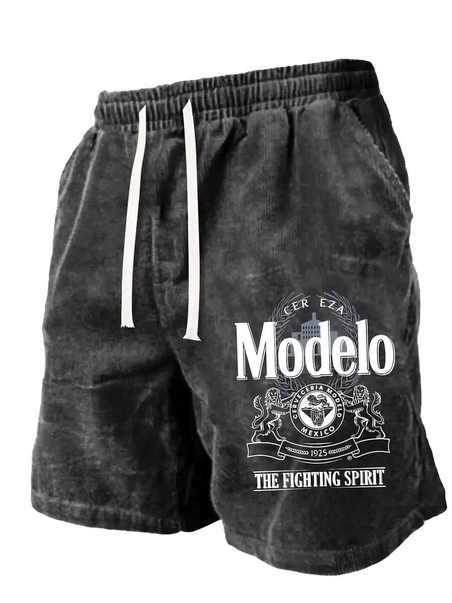 Washed, Modelo Wheat Liquid Bread Pattern Print, Refreshing Summer Men's Comfortable Shorts For Outdoor Sports, Loose Fit Elastic Waistband, Moisture Absorbing And Breathable Sweat Wicking - màu đen - Xem 1