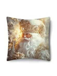 1/2/4pcs Golden Christmas Decoration Pillow Covers, Size 17.7x17.7 Inches, Modern Style, Zipper Closure, Machine Washable, Decorative Santa Claus, Snowman, Deer, Snowflake Patterns, Suitable For Living Room Sofa Bed Decoration - No Inner Core Included - Multicolor - View 13