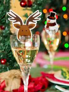 60/80个2025圣诞快乐香槟酒杯帽子卡片，圣诞派对晚宴纸质标签座位卡餐桌装饰，家居装饰 - 彩色 - 查看 6