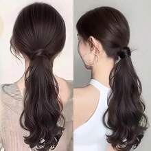 Women's Heat-Resistant Synthetic Ponytail Wig - Long Curly Wavy Non-Slip Rubber Band, Natural Layered Suitable For Daily Party Photos, Full Light Beige Color And All Hair Types Exclusive Stable High-Temperature Resistant Fiber Wig