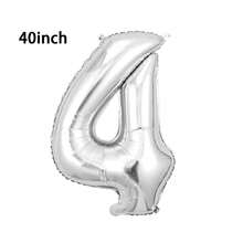 1 个 32/40 英寸银色纯色铝箔数字气球，0-9 大尺寸涤纶数字气球，装饰气球，可重复使用，适用于生日装饰、派对装饰、周年纪念、房间装饰、结婚纪念日、派对用品