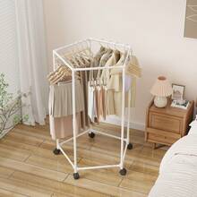 1pc 6-Tier Hexagon Clothes Drying Rack - Thickened Iron Frame, Floor Standing Double Layer Garment Rack, Suitable For Bedroom, Dorm And Balcony, Can Hold Multiple Clothing Items, Commercial Clothing Display Rack, Household Laundry Storage, Convenient Drying Rack - Multicolor - View 2