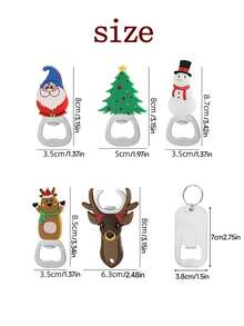 3pcs Christmas Magnetic Bottle Opener, Cute Cartoon Stainless Steel Beer And Soda Water Bottles, Christmas Patterns, Santa Claus, Christmas Tree, Snowman, Christmas Teddy Bear, Christmas Deer, Refrigerator Stickers, Catering Equipment And Supplies - Multicolor - View 4