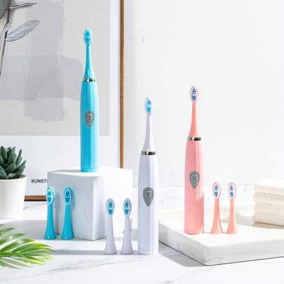 Cepillo de dientes eléctrico ultrasónico - Limpia eficazmente los dientes y las encías, viene con cabezales de cepillo de repuesto, adecuado para uso doméstico, disponible en varios colores, hace un gran regalo