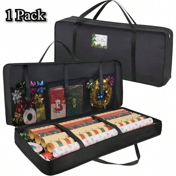 1 pièce Sac de rangement pour coussin de chaise longue d'extérieur/Sac de rangement pour décoration de cadeau de Noël/Sac de rangement pour le camping et les voyages en plein air/Convient pour le rangement de mobilier d'extérieur, équipé d'une fermeture éclair et d'une poignée, avec fonction imperméable; Fabriqué en tissu Oxford, le design est pratique et beau.