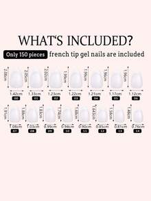 150 قطعة من أطراف الأظافر الزائفة الفرنسية الجيلية، 15 مقاس، مربعة قصيرة باللون الوردي، أظافر زائفة، مناسبة للنساء لعمل المانيكير DIY وتزيين الأظافر في صالون الجمال، مستلزمات الأظافر - أبيض - مشاهدة 4