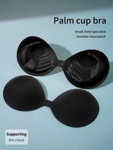 Adhesive Bra 3CM Thickness, Invisible Bra For Small Chest Backless Strapless Dress, Reusable Breast Augmentation Bra, 1 Piece Black