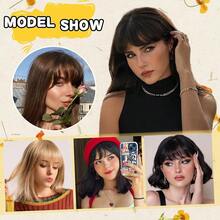 1pc,Bangs Hair Clip French Clip In Thick Natural Synthetic Wigs Full Bangs Straight Fringe With Temples For Women Girls Blonde Hair Accessories 6inch, Claw Clips, Hair Claws, Clips For Hair, Hair Slide, Hair Barrettes