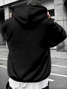 Sudadera con Capucha Estampada de Moda para Hombres - Negro - Ver 2