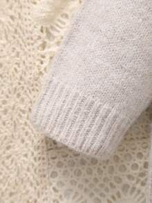 女婴3D蝴蝶结针织毛衣+纯色口袋裤套装 - 杏色 - 查看 6