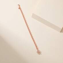 1pc 925 Silver Plated Pentagram Zirconia Crystal Bracelet, Fashionable Minimalist Versatile Gift Jewelry For Women