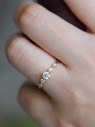 BALMORA 1 件经典百搭 S925 纯银六爪锆石戒指，适合妇女节礼物、派对装