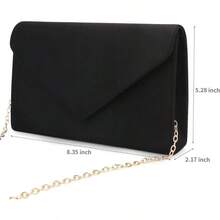 Clutch Purse Women Evening Bags Handbags Wedding Party Cocktail Prom Faux Suede Crossbody Shoulder Bag - Đen-2 - Xem 4