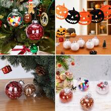 12 paquete de bolas de adorno de plástico transparente rellenables para Navidad, fiestas, bodas, decoración del hogar, decoraciones navideñas, pijamas navideños, regalos navideños, decoración navideña