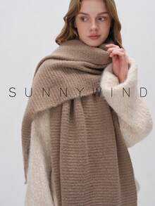 1pc Women Solid Color Soft Knit Scarf, Everyday Use For Dress - Camel - View 5