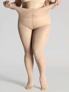 300D Classic Plus Size Thickened Tights, 1 Pair, Women's Spring/Summer/Autumn Thin Semi-Sheer Pantyhose - Apricot - View 10