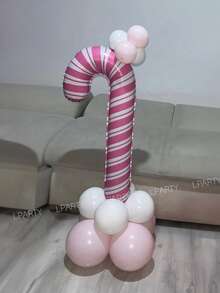 13 Stück/Set Weihnachtsparty dekorative Ballons, rosa & rote Zuckerstangen/Zauberstab Folienballons, 10-Zoll rote/hellrosa/weiße Latex-Ballons, für Silvester, Weihnachtsabend, Silvesterparty Dekoration