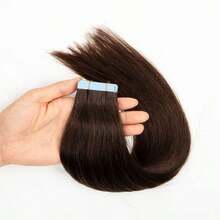 16"-24" Brown Tape In 100% Human Hair Extensions For Women, 50g, 20Pcs/Pack, Straight Seamless Skin Weft Remy Human Tape In Hair Extensions Dark Brown 2#, Human Hair Extensions For Trending Colour-Matching Halloween Costumes Looks, Bridal Hairstyle, Spooky Gothic Look - Dark Brown - View 5