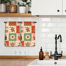 2/4 pièces Serviettes à vaisselle imprimées avec éléments de Noël, convenant comme cadeaux de Noël, décorations de Noël, serviettes microfibre modernes super absorbantes pour la cuisine, la cuisson, la vaisselle, le nettoyage, les serviettes de toilette, les torchons à thé, douces et très absorbantes, décoration de cuisine, cadeaux pour les voisins, les mères, les anniversaires, les pendaisons de crémaillère pour les amis, les essentiels de cuisine, les nécessités quotidiennes