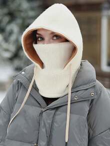 1顶男女通用秋冬季保暖内衬拉法帽，保暖针织帽，可水洗滑雪面罩，适合日常佩戴