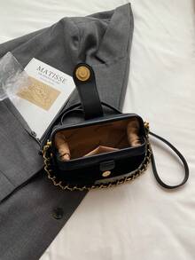 This Classic And Fashionable New Square Handbag Is Designed For Women, Featuring Metal Hardware, A Unique Strap And Pendant Decoration, As Well As An Adjustable Long Shoulder Strap. It Is Very Suitable For Daily Shopping, Commuting, Vacation And Other Occasions. It Can Also Be Given As A Gift To Friends., Bags Ladies Elegant - Black - View 7