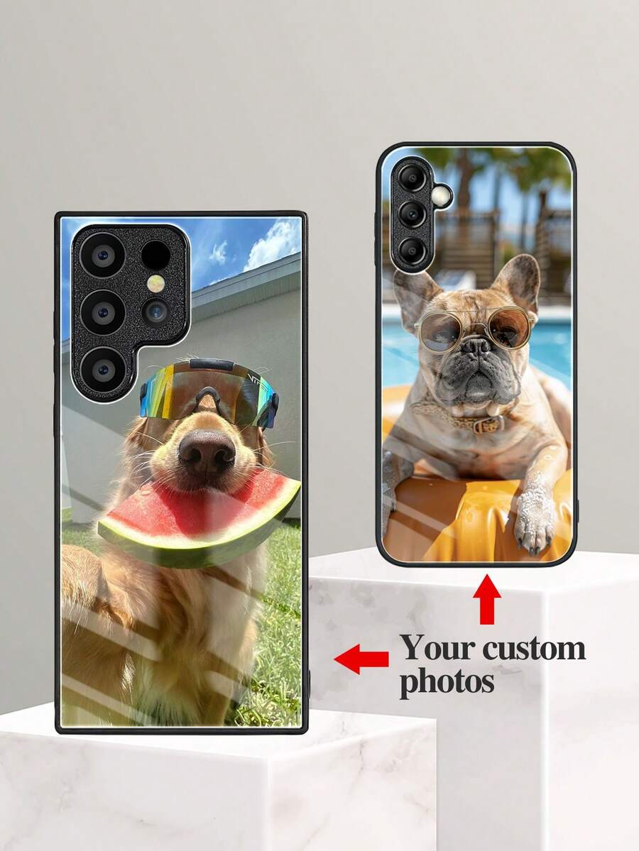 1 Stück personalisierter, modischer und süßer Paar/Haustier/Schwarz Weich Handyhülle, geeignet für GalaxyS22/S23Ultra, A14, IPhone11/12/13/14/15 Pro Max, Fotos von Leben, Familie, Reise, Hochzeit - Schwarz - Übersicht 1