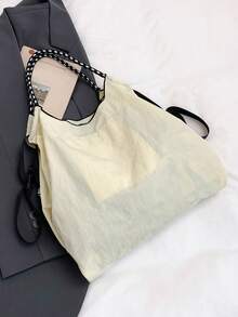 حقيبة تسوق مطرزة بتصميم فريد، خفيفة الوزن وقابلة للحمل بسعة كبيرة، حقيبة يد عصرية بألوان متباينة، حقيبة كروس بسير كتف طويل قابل للتعديل، مناسبة للتسوق اليومي والتنقل إلى العمل