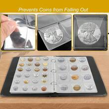 420-Piece Large Capacity Coin Collection Album, Built-In 3 Metal Mechanical Ring Binders, Commemorative Coin Storage Book Coin Album Storage For Collectors, Coin Collection Album Transparent, 26*20*5cm - 黑色 - 查看 6