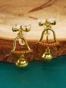 1 Pair Elegant Versatile Hollow Rhinestone Bowknot Earrings, Suitable For Men And Women, Suitable For Holidays, Parties, Daily Wear, Exquisite Halloween, Christmas, Thanksgiving, Holiday Gifts, Birthday Gifts