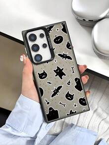 Halloween Pumpkin & Bat Illustration Protective Phone Case, Creative Gift For Kids, Suitable For Samsung A33(5G)/A32(4G)/A52(5G 4G)/S20FE/S21FE/A14(4G 5G)/S23/S23 PLUS/S23 ULTRA/S23 FE/A55 5G/S24/S24 PLUS/S24 ULTRA/A05/A05s/A15(4G 5G), Infinix Hot 30, Note 30, Note 40 4G, Note 40 Pro, Note 40 Pro 5G, Smart 8, Hot 40 Pro, Vivo Y02, Y02s, Y03, Y18 4G, Y17s, Y20, Y21