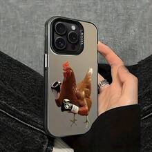 La funda del IMD cuenta con un innovador diseño de gallina BOXEADORA plateada - compatible con el  16 / 15 / 14 / 13 / 12 / 11 / Pro / pro Max / plus, una ligera funda antideslizante / funda impresa / funda ultravioleta / nuevo modelo, regalo perfecto para usted y su familia / amigos - Oscuro-122 - Ver 4