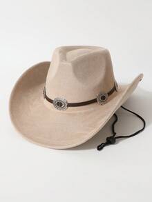 1 Peça Corrente Decorativa de Cintura de Moda Feminina, Chapéu de Cowboy de Alta Qualidade, Estilo Ocidental Europeu e Americano, Chapéu Fedora Minimalista da Moda, Unissex, Adequado para Uso Diário, Festas, Eventos de Temática Ocidental, Reuniões, Cosplay, Cerimônias de Formatura, Bailes de Máscaras, Festivais, Comemorações de Aniversário, Festivais de Música, Caminhadas - cartola - Visão 3