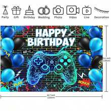 1 pièce Bannière de fond pour fête d'anniversaire thème jeux vidéo, bannière pour table de gâteau, photobooth, décoration de fête d'anniversaire thème jeux, fournitures de fête