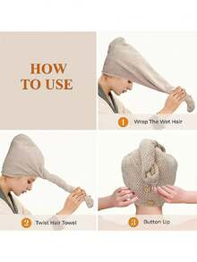 1条/4条装柔软超细纤维干发巾 - 速干、超强吸水、温和呵护女性及女孩卷发或受损发质，纯色浴室配件，浴帽，美发沙龙产品及配件，美容旅行必备 - 彩色 - 查看 6