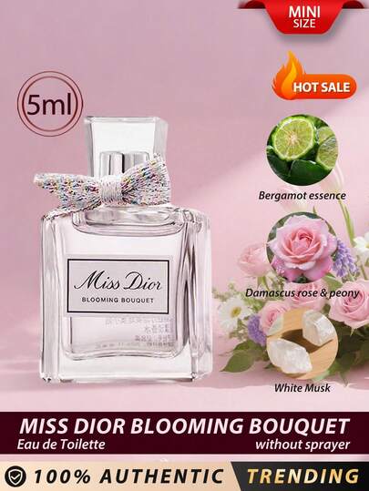 Dior ディオール [ミニ] ミス ディオール ブルーミング ブーケ EDT 5ml / フレッシュで優しい香り / ベルガモットエッセンス、ダマスカスローズエッセンス、ピオニーノート、ホワイトムスク / 咲き誇る花々の、多面的で自然なブーケ。スイートピーとベルガモットの生き生きとしたノートが、まるで恋に落ちるかのような、コントラストのある香りを放ちます。