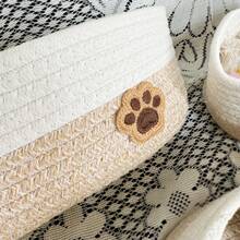 Inwagui Petits paniers de rangement pour l'organisation, panier tressé en corde panier décoratif bohème ovale boîte peu profonde, bacs de rangement pour étagère de placard pour le maquillage, la papeterie, les jouets pour chiens et chats, paniers cadeaux