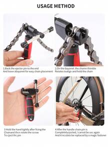 TOSUOD Herramienta portátil de acero inoxidable para romper cadenas de bicicleta - Fácil remoción de cadenas de bicicleta de montaña, mango ergonómico negro para reparación rápida, compacta y diseñada para largos recorridos, para uso de todos los ciclistas, herramientas de bicicleta, construcción