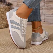 Women's Spring/Autumn Casual Lace-Up Flat Shoes, Versatile, Lightweight, Comfortable, Suitable For Students, Campus, Running, Travel, Walking - Grey - View 3