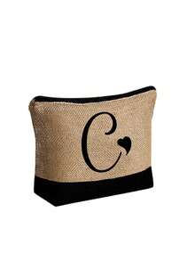 两件套女士沙滩手提包，配有可拆卸肩带，可定制A-Z字母，超大容量。肩带可根据个人喜好拆卸，包含化妆包和拉链小袋，可存放洗漱用品、零钱或文具。 - 彩色 - 查看 45