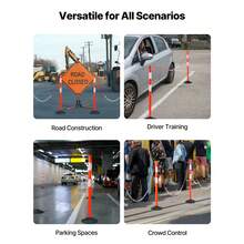 2 Pack Traffic Delineator Posts, 34 In Traffic Safety Cones With Weighted Base, Reflective Strips And Chain, Heavy Duty Delineator Posts For Construction Site, Parking Lot, Crowd Control, Red - 2-piece Set - View 6