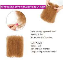 1 包 Afro Kinkys 散装头发，用于编织辫子接发 8 英寸 DIY 合成非洲卷曲辫子头发，用于微扭修复辫子，弹性非洲扭发，适合女性 - 金色 - 查看 6